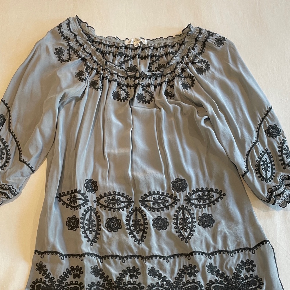 Chic Embroidered Women's Silk Blouse